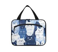 Trousse de toilette à suspendre avec crochet - Motif chats angora turcs - Bleu marine - Multifonctions - Pour homme et femme - Pour camping - Taille L