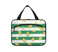 Trousse de toilette à suspendre avec crochet, motif feuille de ginkgo biloba verte et blanche, trousse de rasage extensible pour homme pour croisière, voyage, sac à dos, maleta para maquillaje M