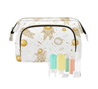 Trousse de toilette à suspendre avec fermeture éclair Motif planète astronaute blanche