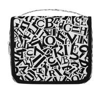 Trousse de toilette à suspendre avec motif lettre noire et blanche, trousse de toilette de voyage, trousse de toilette pour cosmétiques, accessoires de maquillage, sac de douche, pochette de beauté