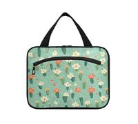 Trousse de toilette à suspendre avec petites fleurs et petit feuillage pour homme avec crochet, sac tendance design avec fermeture éclair pour femme, taille M, petites fleurs et petit feuillage