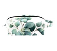 Trousse de toilette à suspendre, bouquet d'aquarelle d'eucalyptus et de plantes vertes, trousse de toilette de voyage pour femmes, hommes et filles, petite pochette de maquillage portable en cuir
