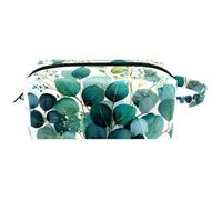 Trousse de toilette à suspendre, bouquet d'aquarelle d'eucalyptus et de plantes vertes, trousse de toilette de voyage pour femmes, hommes et filles, petite pochette de maquillage portable en cuir