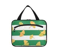 Trousse de toilette à suspendre en forme de feuille de ginkgo biloba verte et blanche pour homme avec crochet, trousse de maquillage essentielle de designer pour femme, voyage, bolso Viajero para
