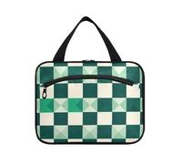 Trousse de toilette à suspendre en jade vichy crème pour femme avec crochet, trousse de toilette essentielle de designer pour le travail des voyageurs, bolso para maquillaje L
