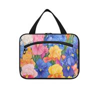 Trousse de toilette à suspendre motif floral iris coloré pour homme avec crochet, trousse de toilette lavable et imperméable pour accessoires de voyage pour brochas maquillaje L