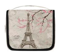 Trousse de toilette à suspendre Motif Tour Eiffel Paris Trousse de toilette de voyage Accessoires de maquillage Organiseur étanche Trousse de douche pour femmes filles enfants Tour Eiffel Fleur de