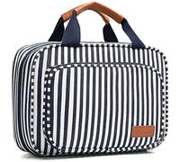 Trousse de toilette à suspendre pour femme - Grande trousse de toilette pour femme avec 4 compartiments et 1 crochet de suspension - Trousse de toilette pour femme - Bleu, bleu