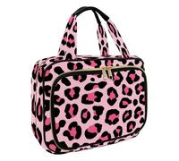 Trousse de toilette à suspendre pour femme, trousse de maquillage de voyage motif léopard Kiss pour accessoires essentiels de voyage, Multicolore 18., M, Trousse de toilette