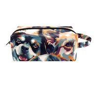 Trousse de toilette à suspendre, variété de visages de chien, trousse de toilette de voyage pour femmes, hommes et filles, petite pochette de maquillage portable en cuir, Multicolore 05, 8.2x3.1x3.5