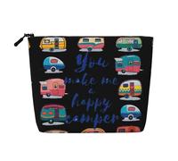 Trousse de toilette à une couche avec motif extraterrestres, convient pour les voyages d'affaires et un usage quotidien., Remorque de camping-car You Make Me Happy, Taille unique