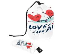 Trousse de toilette avec cordon de serrage, deux cœurs heureux en forme de tonneau, trousse de toilette, trousse de maquillage de voyage + petit sac, multicolore,