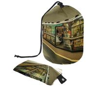 Trousse de toilette avec cordon de serrage en forme de tonneau de métro de Moscou - Trousse de toilette pour maquillage de voyage + petit sac, multicolore, 9.9x6.9in/25.2x17.6cm;6x3.5in/15.2x8.8cm,