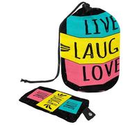 Trousse de toilette avec cordon de serrage en forme de tonneau « Live Laugh Love » - Trousse de toilette de voyage + petit sac, multicolore, 9.9x6.9in/25.2x17.6cm;6x3.5in/15.2x8.8cm, Trousse de