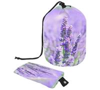 Trousse de toilette avec cordon de serrage, fleur de lavande mauve (1) trousse de toilette en forme de tonneau, trousse de maquillage de voyage + petit sac, multicolore,