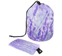 Trousse de toilette avec cordon de serrage, fleur de lavande mauve en forme de tonneau, trousse de toilette, trousse de maquillage de voyage + petit sac, multicolore,