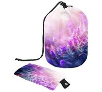 Trousse de toilette avec cordon de serrage, fleur de lavande mauve, trousse de toilette en forme de tonneau, trousse de maquillage de voyage + petit sac, multicolore,