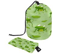 Trousse de toilette avec cordon de serrage, grenouilles mignonnes sur nénuphar, trousse de toilette en forme de tonneau, trousse de maquillage de voyage + petit sac, multicolore,