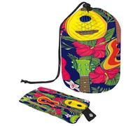 Trousse de toilette avec cordon de serrage, guitare musicale, fleurs colorées, trousse de toilette en forme de tonneau, trousse de maquillage de voyage + petit sac, multicolore,