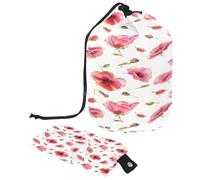 Trousse de toilette avec cordon de serrage, motif coquelicots, aquarelle, trousse de toilette, trousse de maquillage de voyage + petit sac, multicolore, 9.9x6.9in/25.2x17.6cm;6x3.5in/15.2x8.8cm,
