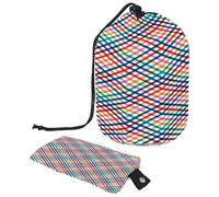 Trousse de toilette avec cordon de serrage, motif grille colorée, trousse de toilette en forme de tonneau, trousse de maquillage de voyage + petit sac, multicolore,
