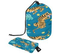 Trousse de toilette avec cordon de serrage, motif tigres féroces - Trousse de toilette en forme de tonneau - Trousse de maquillage de voyage + petit sac, multicolore,