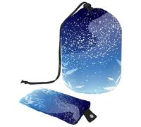 Trousse de toilette avec cordon de serrage, motif voie lactée japonaise et laisse bleue, trousse de toilette en forme de tonneau, trousse de maquillage de voyage + petit sac, multicolore,