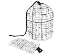 Trousse de toilette avec cordon de serrage, noir et blanc, motif jeu de sudoku en forme de tonneau, trousse de maquillage, trousse de voyage + petit sac, multicolore,