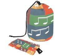 Trousse de toilette avec cordon de serrage, notes de musique sur grille colorée en forme de tonneau, trousse de toilette, trousse de maquillage de voyage + petit sac, multicolore,