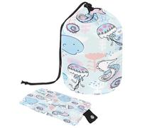 Trousse de toilette avec cordon de serrage, peinture simple, dauphin, méduse, hippocampe, trousse de toilette, trousse de maquillage de voyage + petit sac, multicolore,