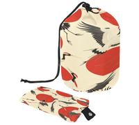 Trousse de toilette avec cordon de serrage, rouge soleil japonais, grue japonaise, trousse de toilette, trousse de maquillage de voyage + petit sac, multicolore,