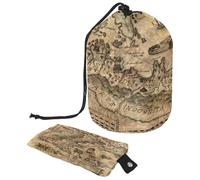 Trousse de toilette avec cordon de serrage, style rétro, antique, carte du monde ancien, boussole, trousse de toilette en forme de tonneau, trousse de maquillage de voyage + petit sac, multicolore,