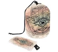 Trousse de toilette avec cordon de serrage, symbole main de Fatima, force bonheur, trousse de toilette en forme de tonneau, trousse de maquillage de voyage + petit sac, multicolore,