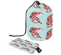 Trousse de toilette avec cordon de serrage - Tigres roses féroces - Trousse de toilette en forme de tonneau - Trousse de maquillage de voyage + petit sac, multicolore,