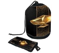 Trousse de toilette avec cordon de serrage, trousse de toilette Ace of Spades en forme de tonneau, trousse de maquillage de voyage + petit sac, multicolore, 9.9x6.9in/25.2x17.6cm;6x3.5in/15.2x8.8cm,