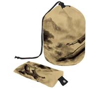 Trousse de toilette avec cordon de serrage, trousse de toilette en forme de tonneau de Tai Chi, trousse de maquillage de voyage + petit sac, multicolore, 9.9x6.9in/25.2x17.6cm;6x3.5in/15.2x8.8cm,