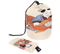 Trousse de toilette avec cordon de serrage, trousse de toilette en forme de tonneau pour le Nouvel An chinois Fuwa Poisson Lotus Trousse de toilette Trousse de maquillage de voyage + Petit sac,