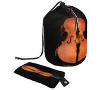 Trousse de toilette avec cordon de serrage, violoncelle instruments de musique, trousse de toilette noire en forme de tonneau, trousse de maquillage de voyage + petit sac, multicolore,