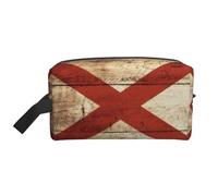 Trousse de toilette avec drapeau de l'État de l'Alabama sur vieux grain de bois imprimé carte postale - Trousse de toilette pour homme et femme - Pour voyage, gym, quotidien