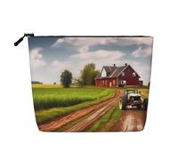 Trousse de toilette avec fermeture éclair Motif chouette avec fleurs, Route de campagne avec ferme et tracteur, Taille unique