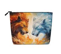 Trousse de toilette avec fermeture éclair Motif citrons tropicaux frais pour femme, Fire Vs Ice Art, Taille unique