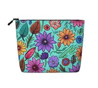 Trousse de toilette avec fermeture éclair Motif corail, Fleurs gribouillis colorées, Taille unique