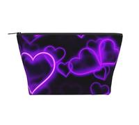 Trousse de toilette avec fermeture éclair pour femme - Motif parcours de golf - Trapézoïdal, Cœurs violets tendance, Taille unique, Trousse de maquillage