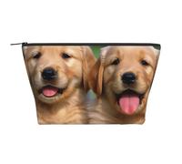 Trousse de toilette avec fermeture éclair pour femme - Motif parcours de golf - Trapézoïdal, Golden Retriever Dogs Chiots, Taille unique, Trousse de maquillage