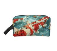 Trousse de toilette avec impression artistique Merry Christmas - Portable - Résistante à l'eau - Pour salle de bain et salle de bain - Avec poignée - Pour homme et femme, Jolis poissons koï japonais