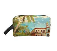 Trousse de toilette avec impression artistique Merry Christmas - Portable - Résistante à l'eau - Pour salle de bain et salle de bain - Avec poignée - Pour homme et femme, Île de Cuba, One Size