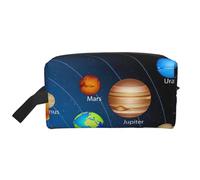 Trousse de toilette avec impression du système solaire pour homme, trousse de toilette de voyage spacieuse pour femme, blanc, Taille unique