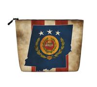 Trousse de toilette avec imprimé abstrait du drapeau de l'Oklahoma Map01 - Grande capacité - Pour femme - Pour un usage quotidien et les voyages, Noir , Taille unique