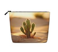 Trousse de toilette avec imprimé cactus du désert - Grande capacité - Trousse de maquillage de voyage pour femme - Pour un usage quotidien, Noir , Taille unique