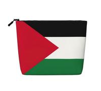 Trousse de toilette avec imprimé drapeau de la Palestine - Grande capacité - Trousse de maquillage de voyage pour femme - Pour un usage quotidien, Noir , Taille unique
